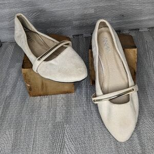 ANNA Cream Suede Ballet Flats, 8